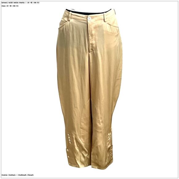 Armani Gold Satin Cargo Pants – Size IT 42 / US 6 - Picture 2 of 12
